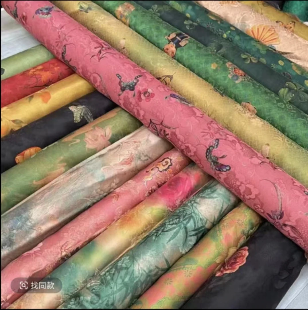 【孤品布头捡漏】高档时装面料花罗香云纱提花绢纺莨纱重磅顺德莨绸