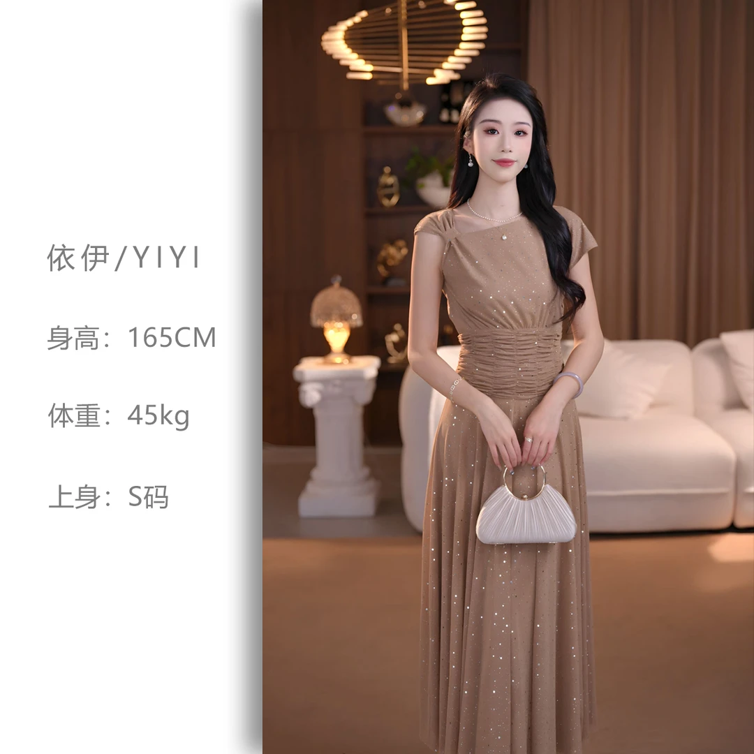 【依伊】星河碎金夏季套头日常长裙连衣裙高贵轻奢小众气质长款