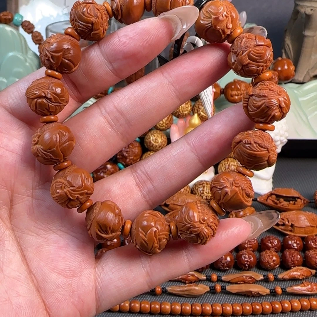 手串/手链橄榄核宽1.45小籽鸡血红梅林核达摩手串