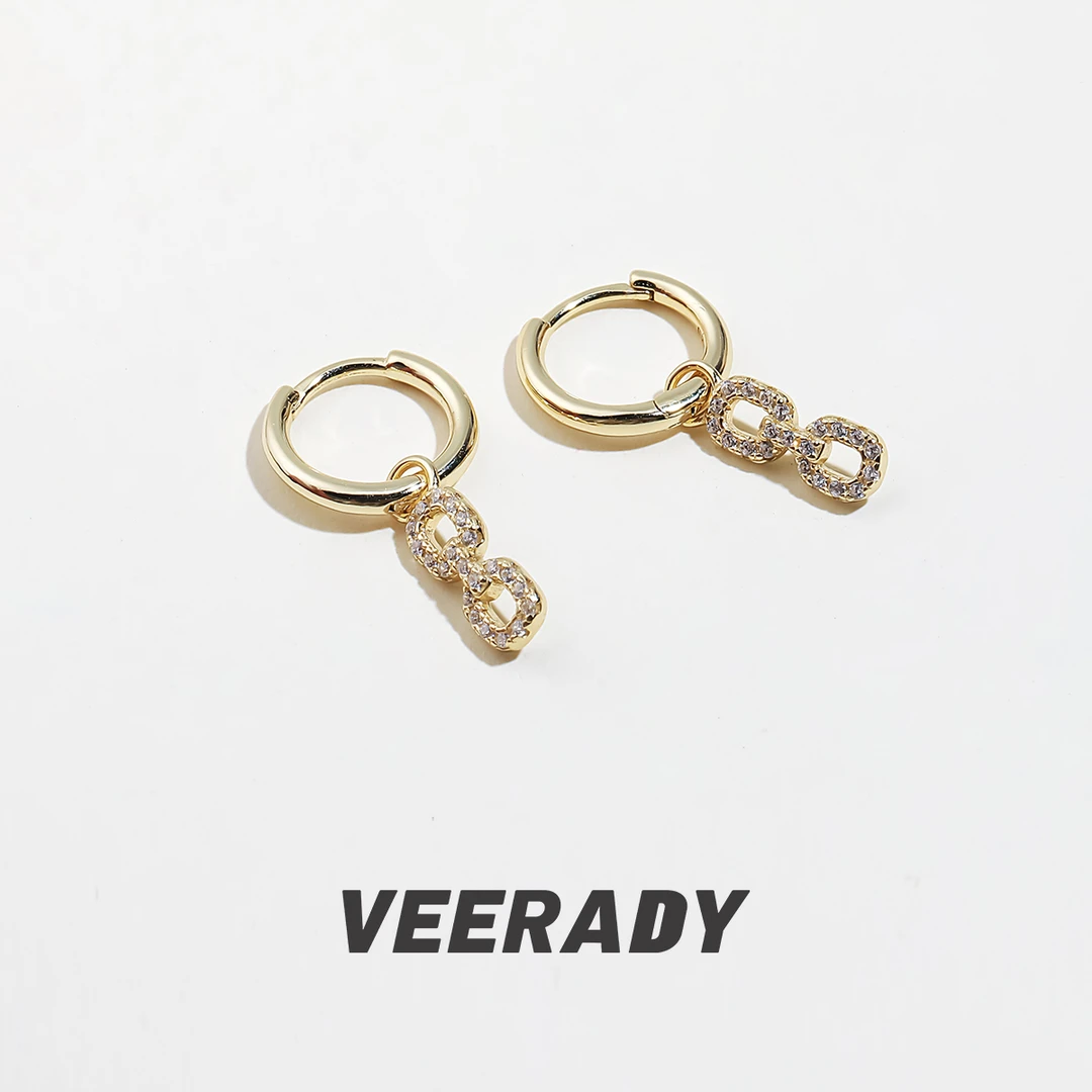 925银合成锆石耳饰 几何耳环女款小众高级感耳扣气质简约耳圈百搭