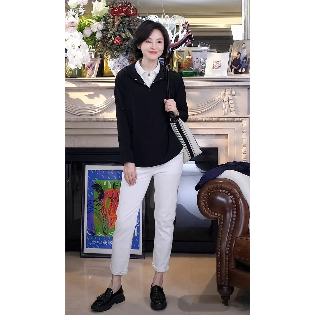 我是摩羯 老钱休闲风 四面弹抽绳金属四合扣春宽松连帽卫衣T恤