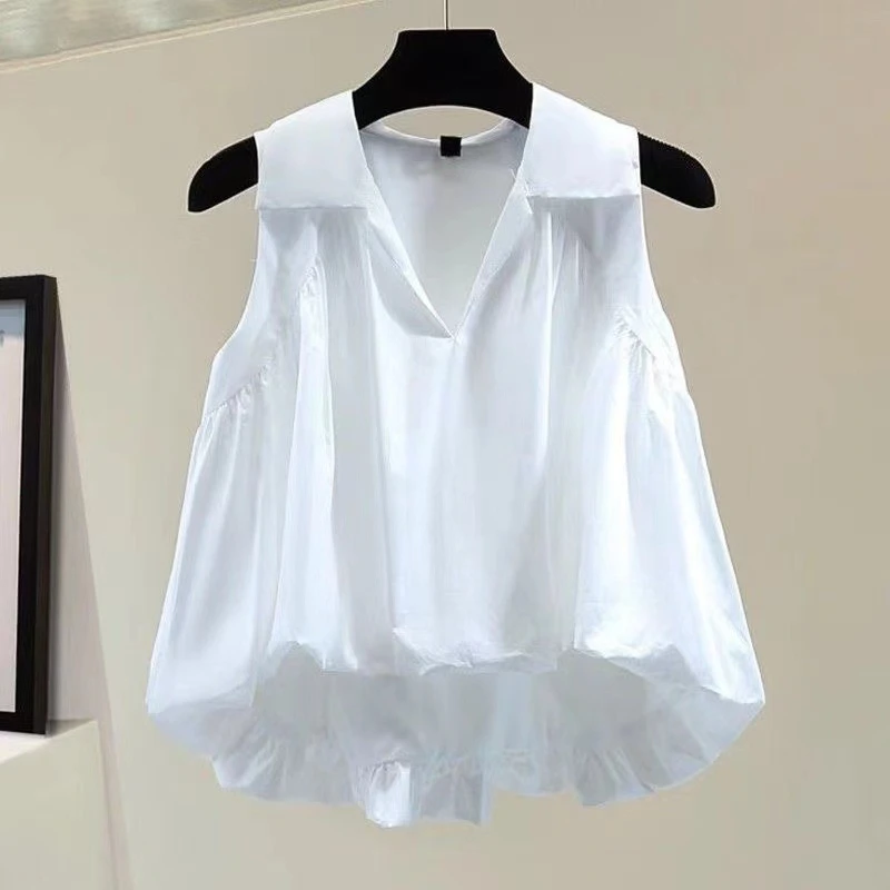 小个子雪纺上衣衬衣韩版衬衫夏季运动服套装女显瘦白色短款
