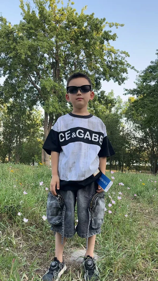 OLCE拼接字母短袖130-170码