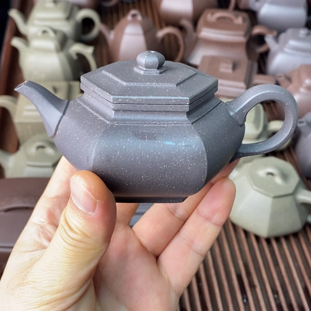 紫砂茶壶初*青段紫泥大彬六方140cc新年优惠