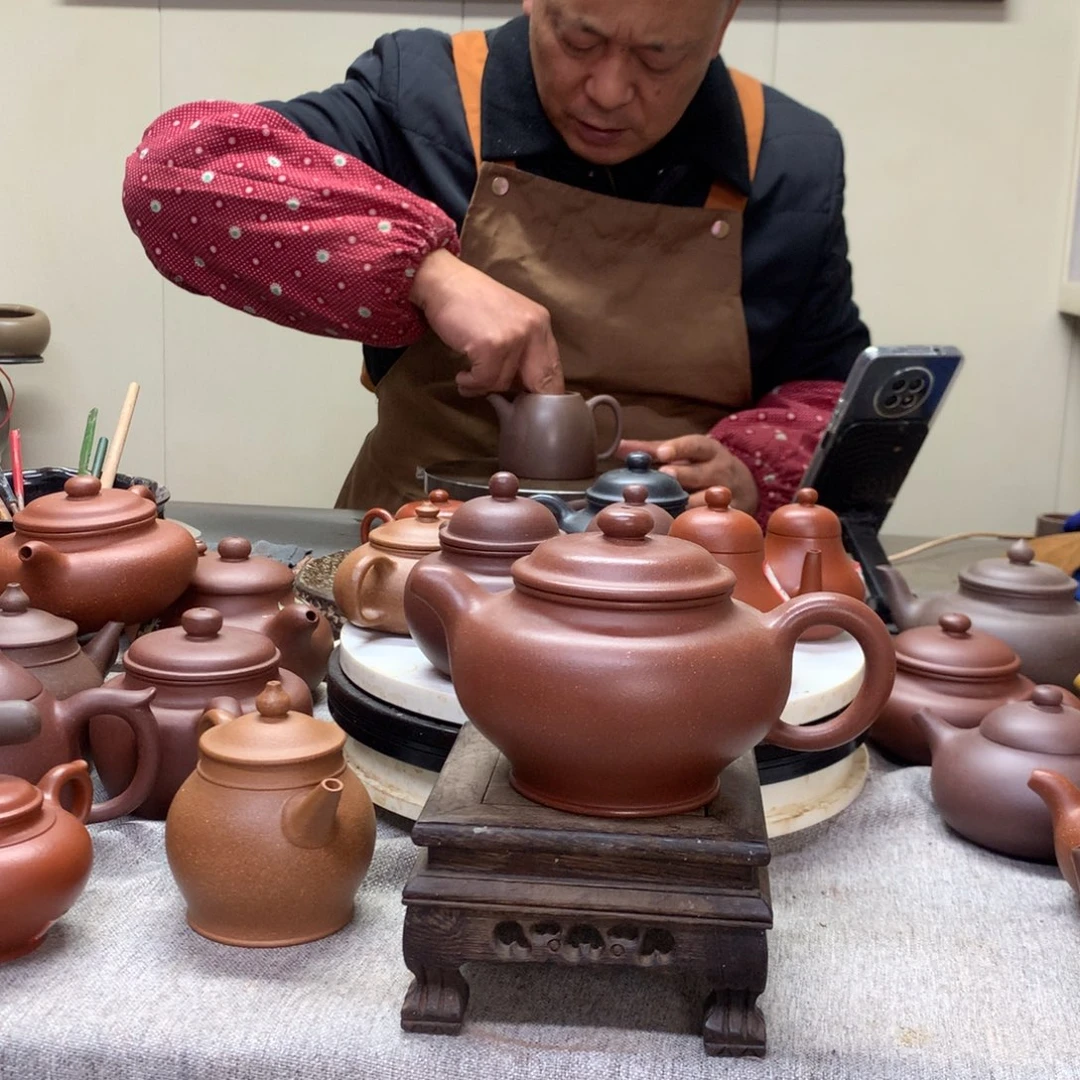 茶壶紫泥红降坡掇只350 C半手工制作