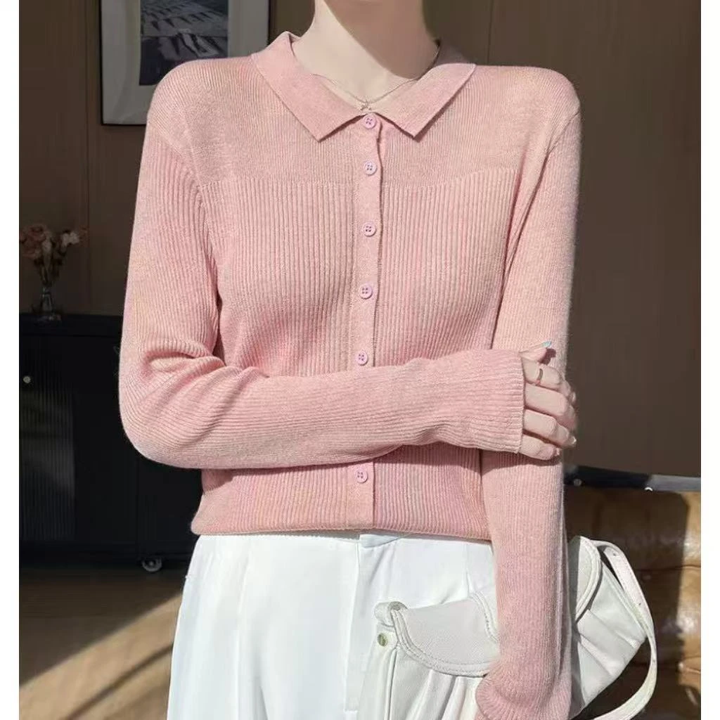 涵玖玥【轻氧翻领】新款空气感设计款显瘦长袖上衣06-318