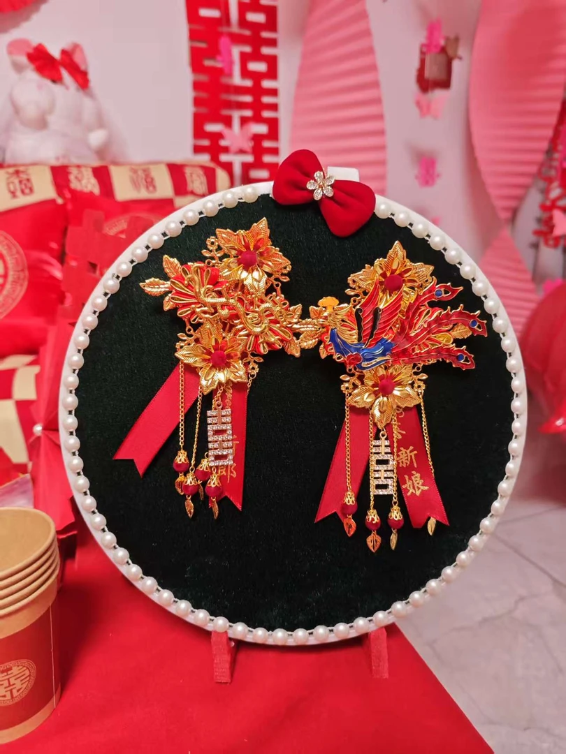 结婚龙凤胸花一对新郎新娘婚礼高级感全套中式襟花一家人胸针别花