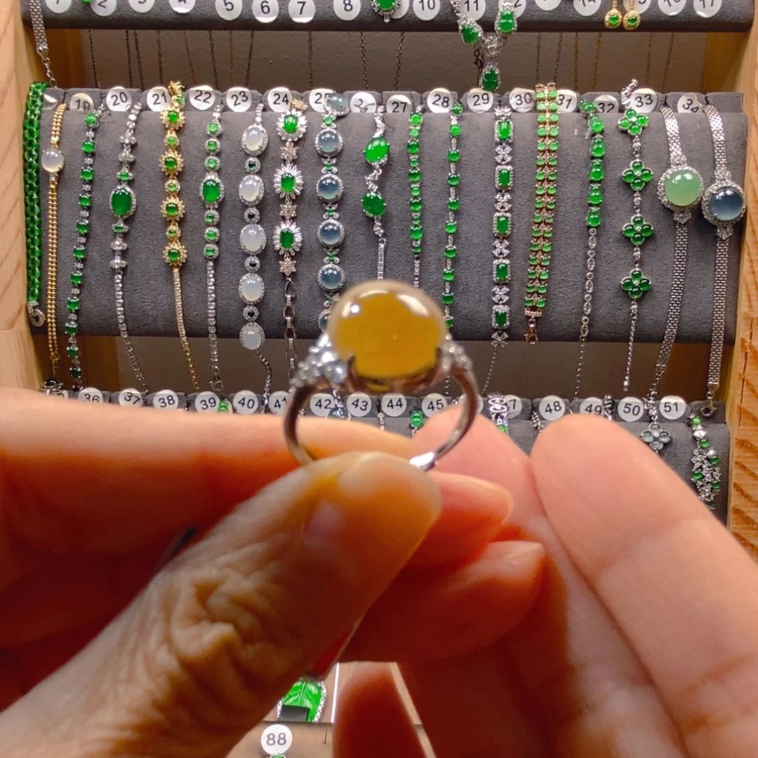 颈饰银S925镶嵌翡翠翡翠戒指