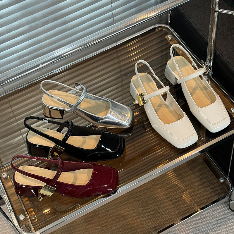 非履不可法式百搭一字带中跟时尚浅口凉鞋夏季新款女鞋