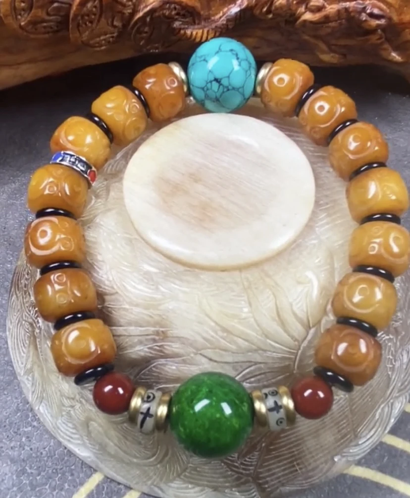 【拍一发五】时尚手串1.2规格驼骨雕刻古纹