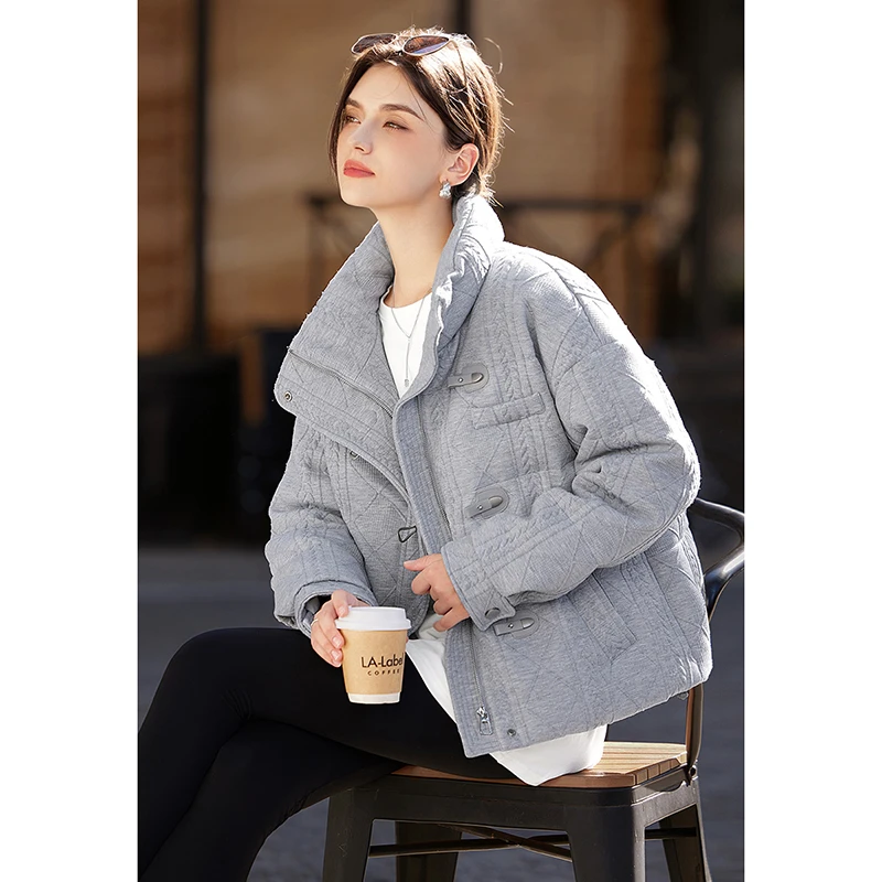 她池设计感羽绒服2025冬季新款女双插兜短款保暖外套T44B8133Y