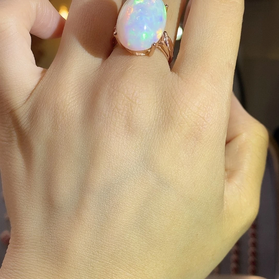 欧泊银S925镀金镶嵌戒指