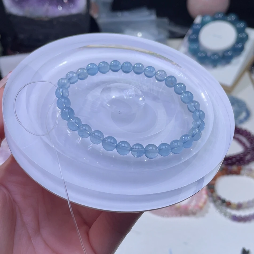 未镶嵌手链水晶圣蓝海蓝宝6mm
