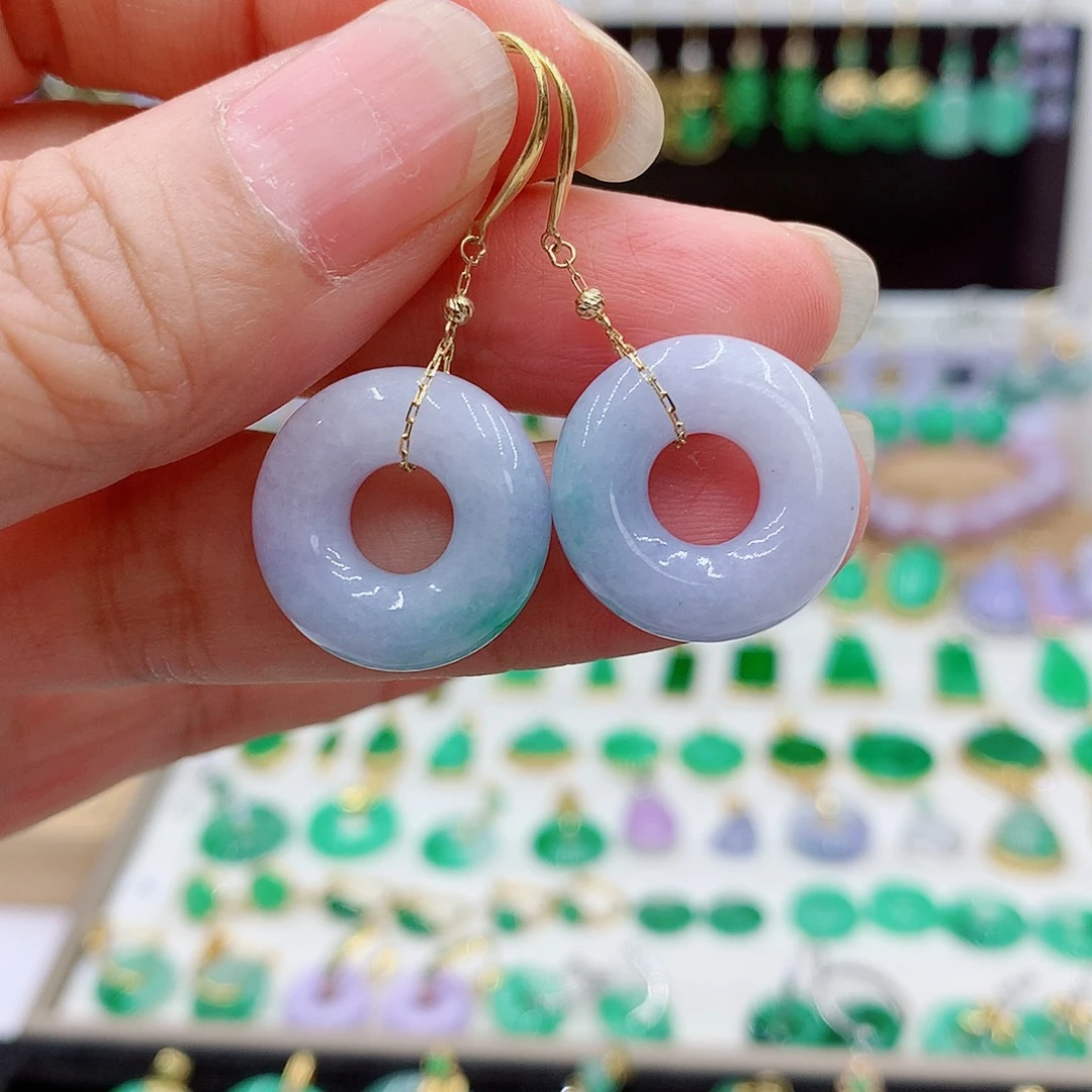 翡翠18K金镶嵌耳饰