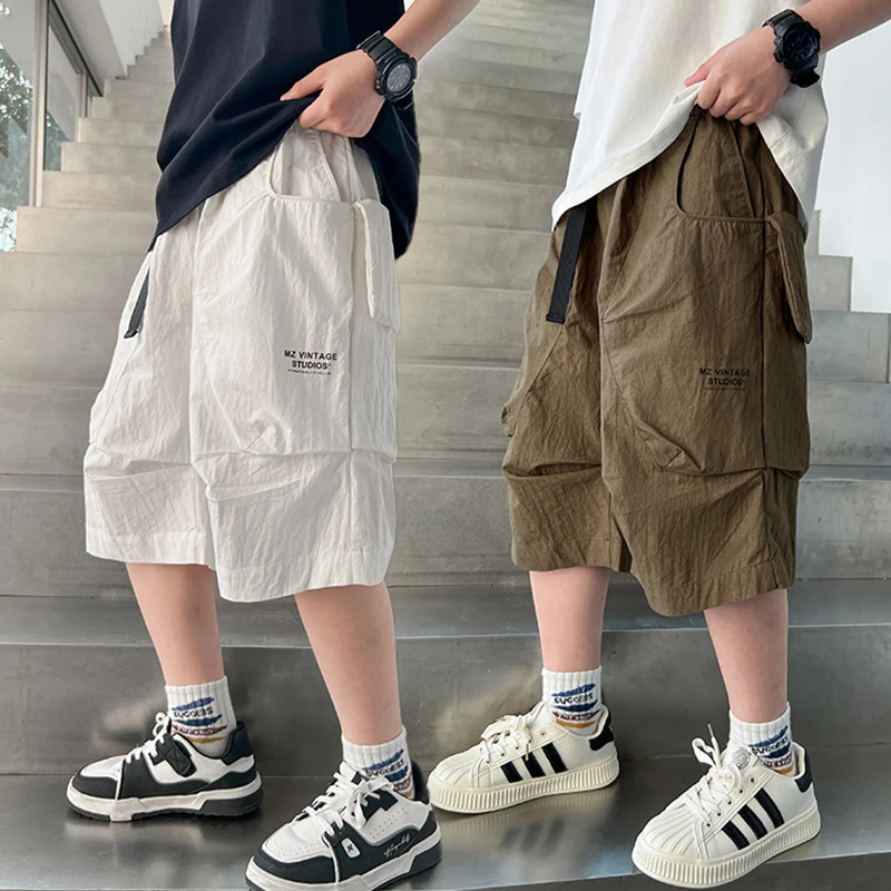 男童夏季薄款五分工装裤2025新款中大童休闲韩版短裤中大童速干裤