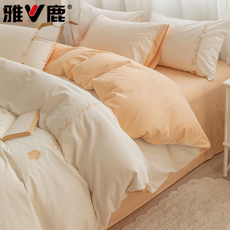 简约纯色全棉水洗棉被套单件纯棉被罩150x180x200x230单人床单罩