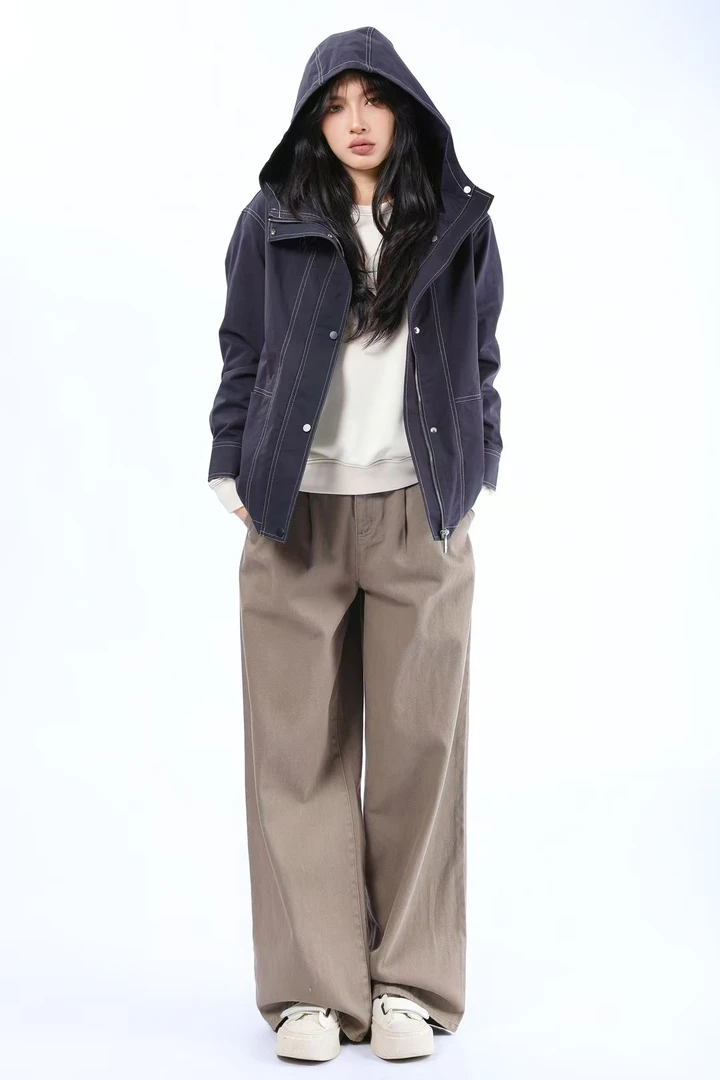 学院风高档风衣外套女春季新款连帽上衣时尚设计