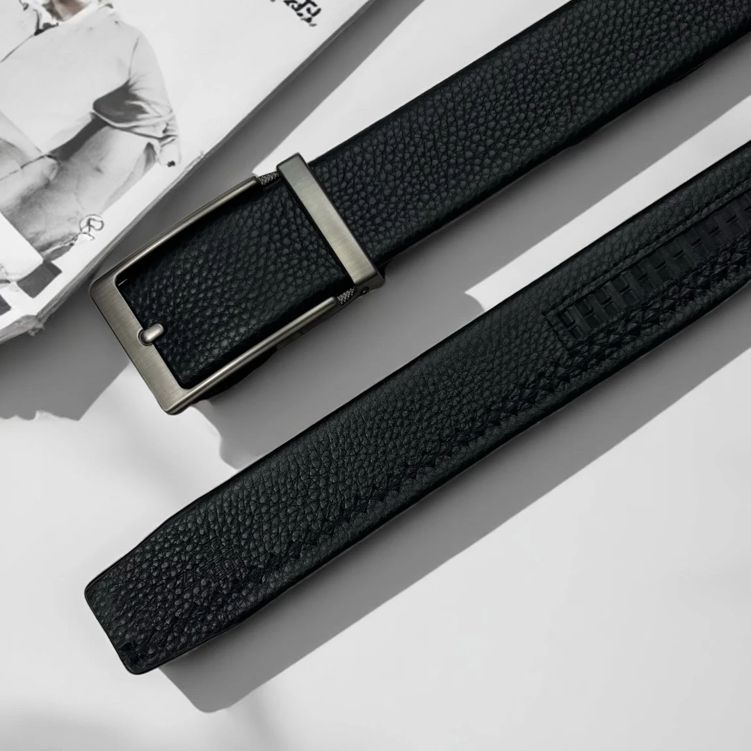 男士牛皮针式自动扣头层皮皮带商务休闲百搭潮流高档中青年裤腰带