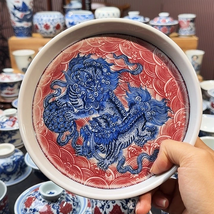 双狮子壶承壶承微瑕