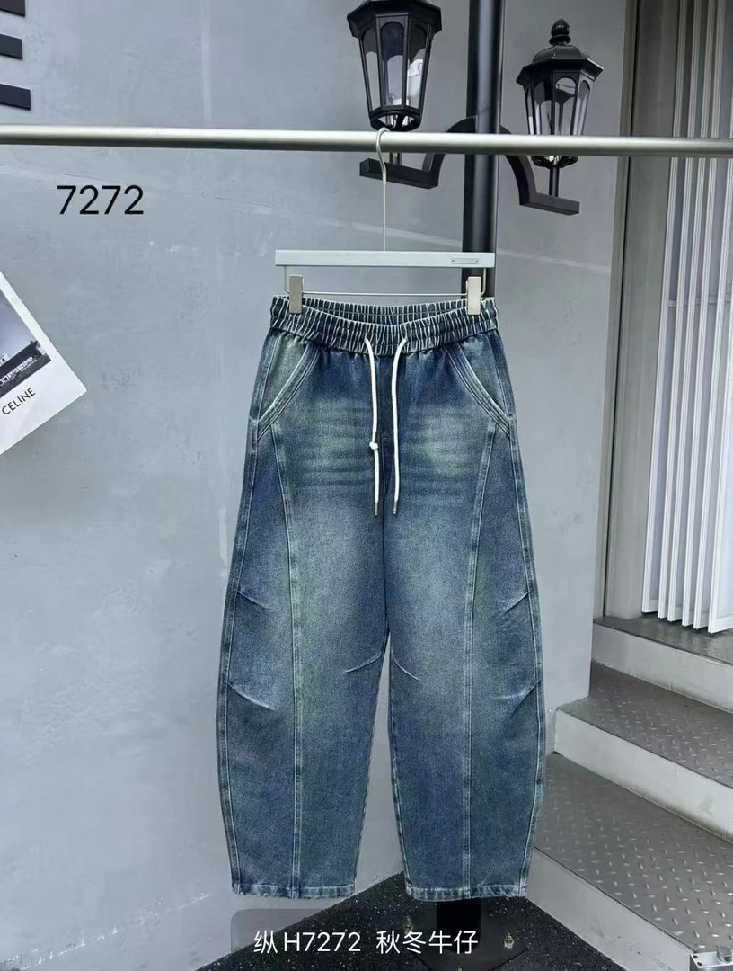 男牛仔裤秋季蓝色水洗长裤潮流秋季直筒弯刀裤