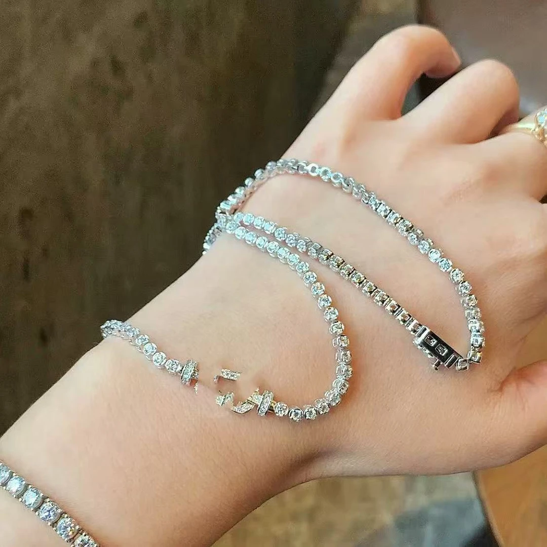 坠链均925银 x2509   925纯银 满锆马蹄项链