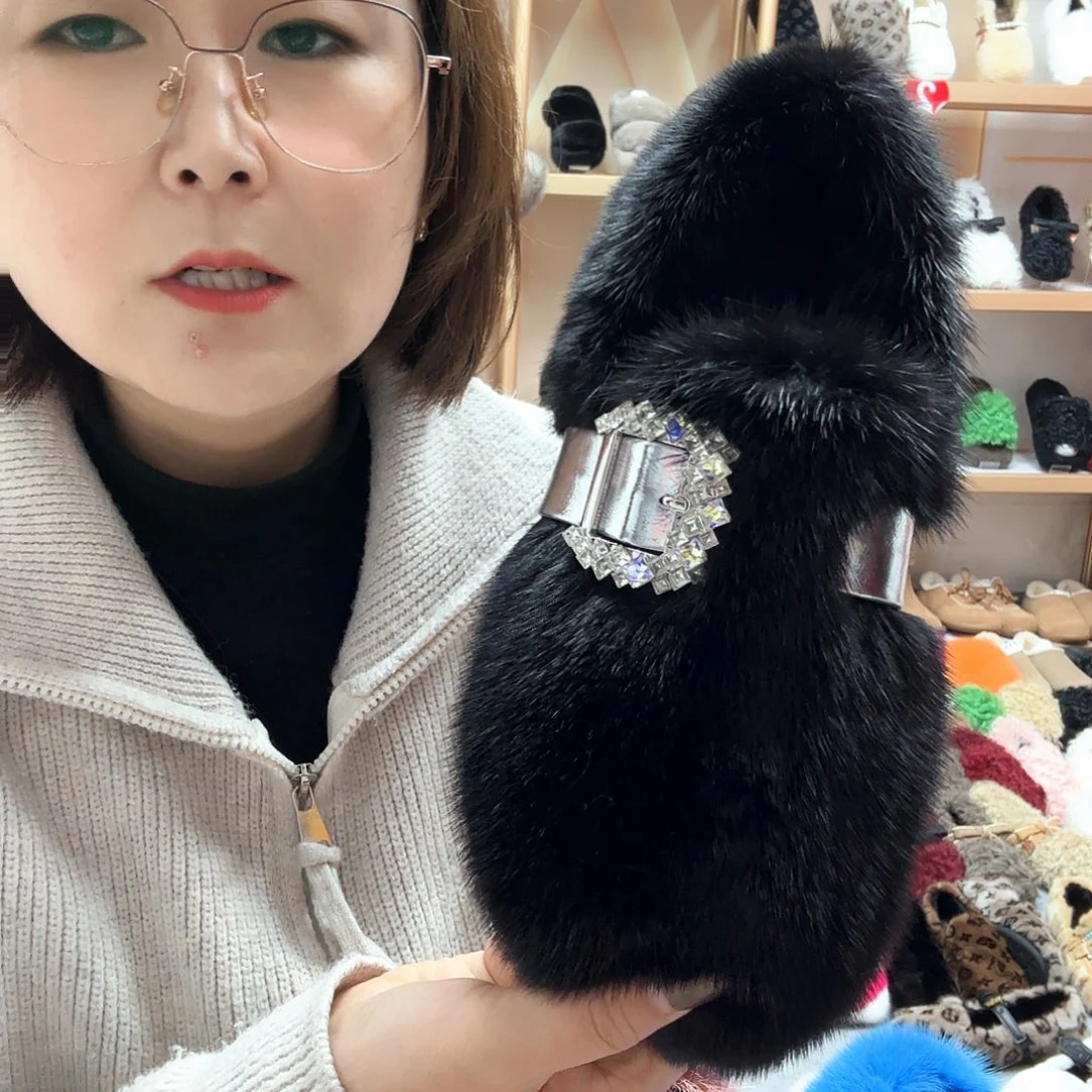 套趾款黑色特价貂毛35码