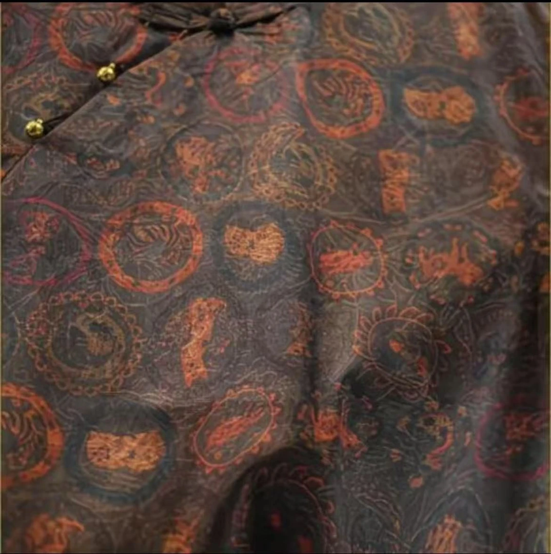 【SX十二生肖】新中式气质夏季百搭复古圆领立领重磅花色短袖1801