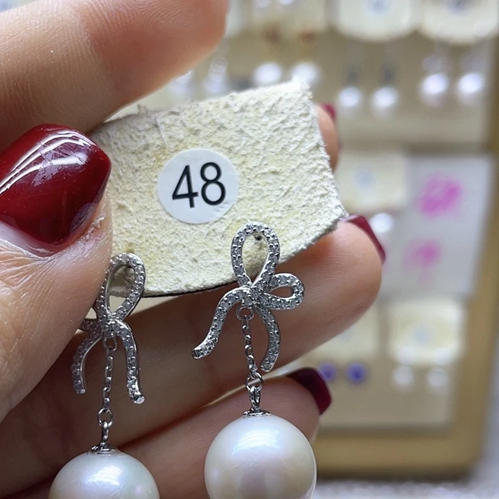 淡水珍珠耳饰银S925镶嵌