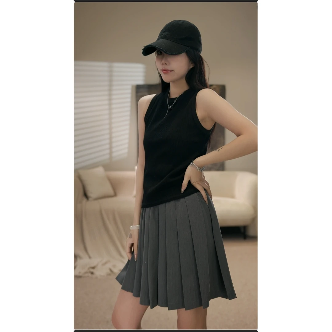 卢尚原创后字母螺纹背心8002