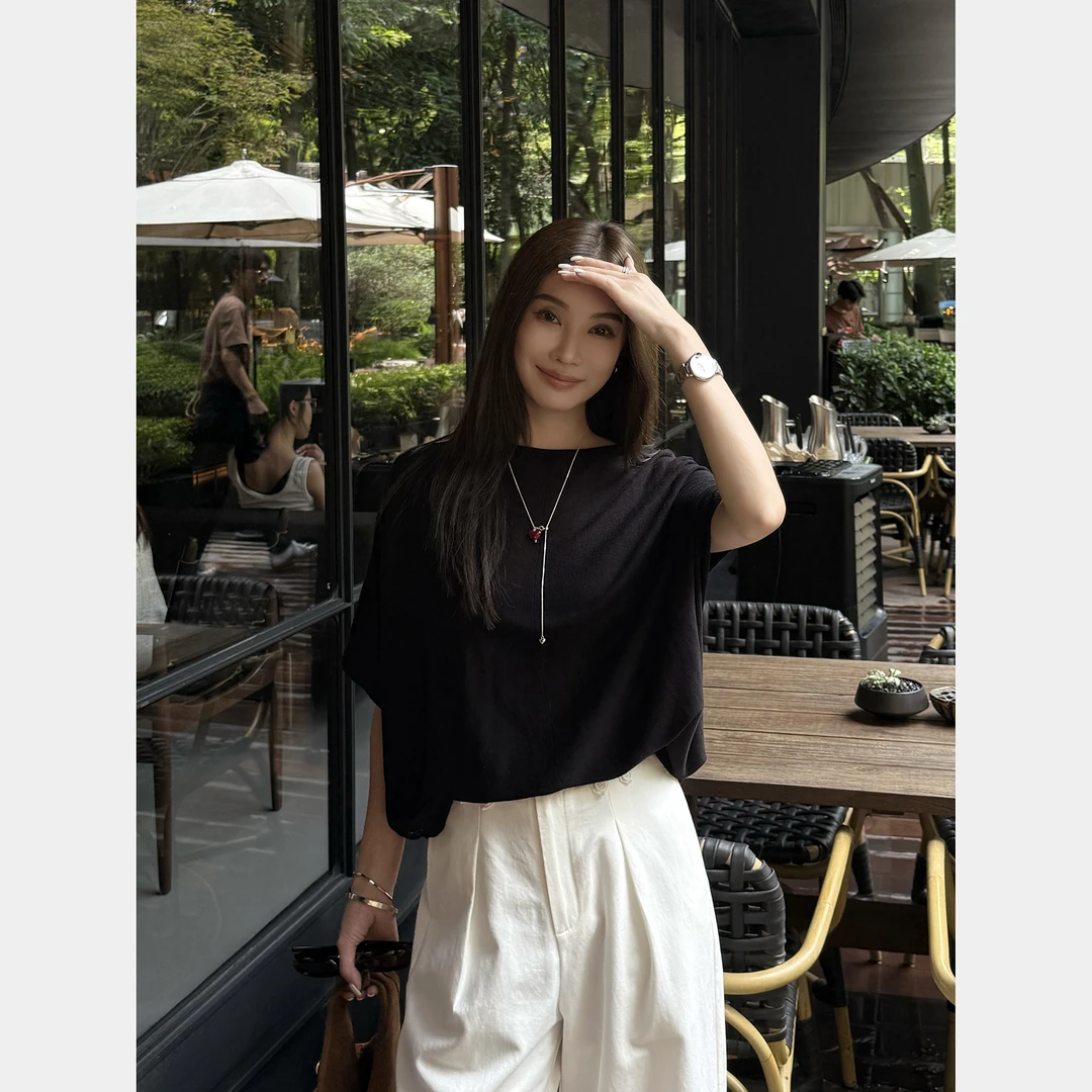 【浮梦半生】“亚麻+天丝”雅奢设计感正反两穿短袖透气罩衫上衣Q3052