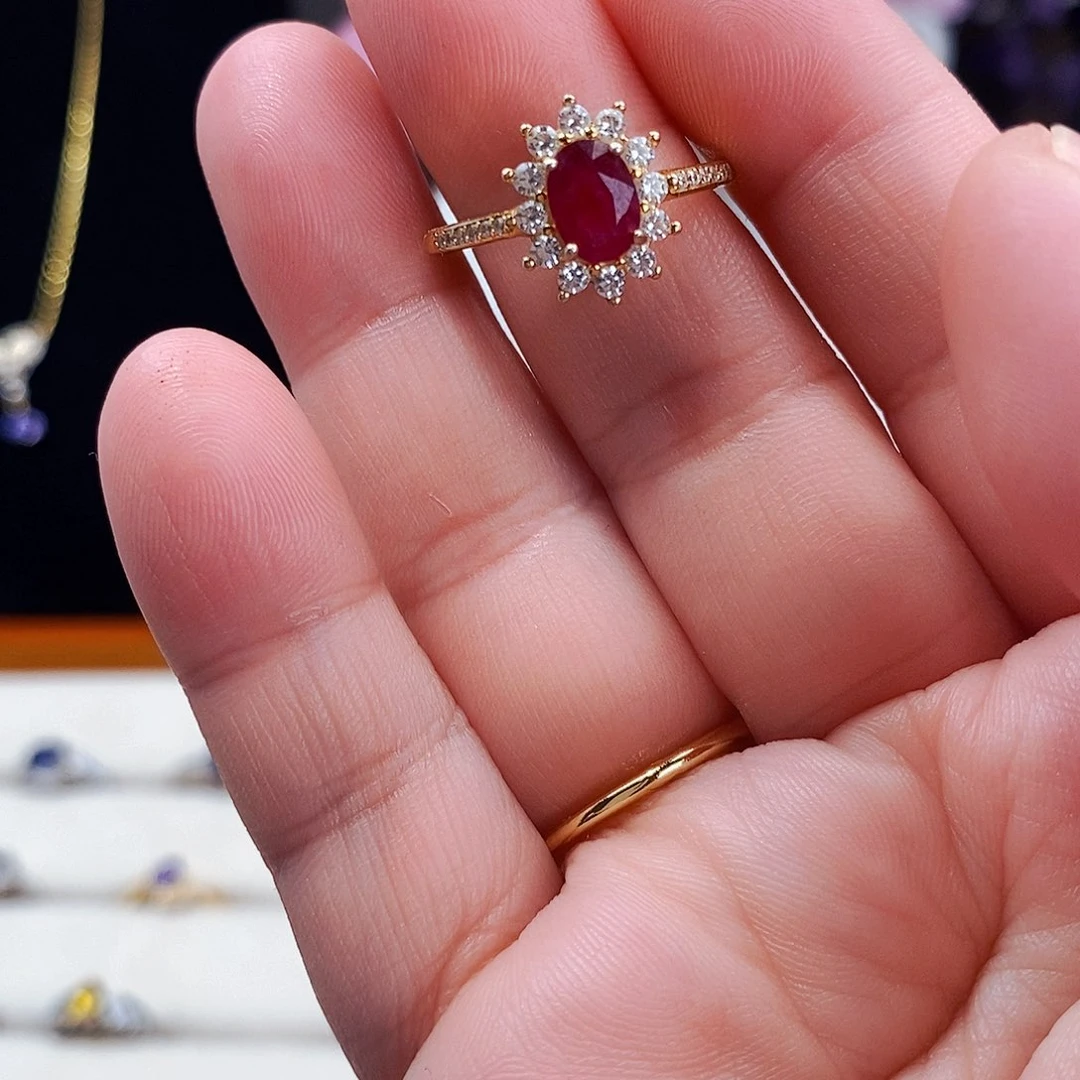 红宝石戒指银S925镶嵌
