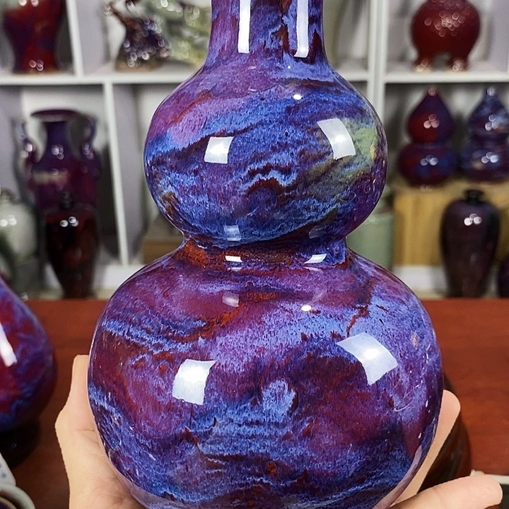 瓷片尚峰钧窑作品葫芦瓶