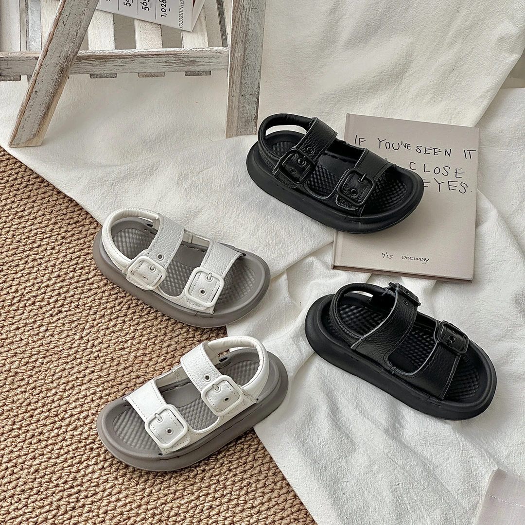 儿童凉鞋夏季皮面魔术贴时尚童鞋沙滩鞋轻便男童女童凉拖鞋 5109