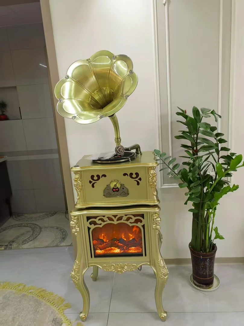 007-壁炉款复古老式喇叭音箱高档欧式美式客厅家用音乐盒