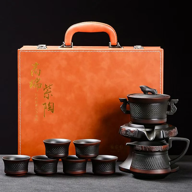 紫陶跳刀半自动懒人冲泡神器手工高档复古家用创意家用茶杯网红