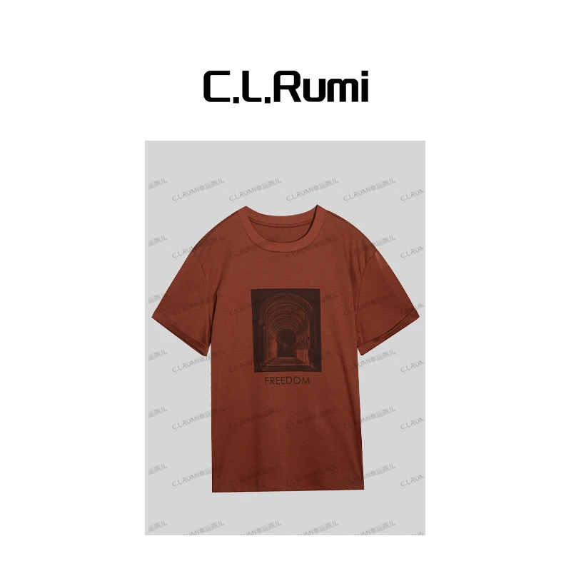 【燕子甄选】长廊T恤夏百搭宽松圆领棉印花短袖T恤上衣4921tx