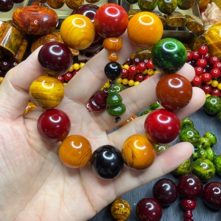 松木琥珀木文玩手串