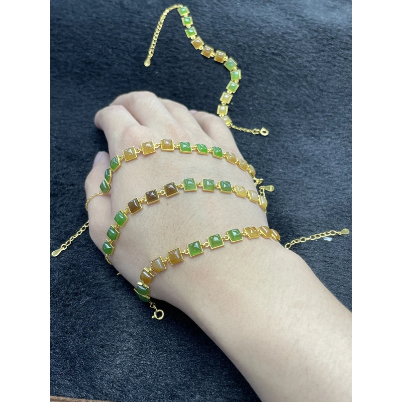 【小耿珠宝】和田玉方块多宝手链（多样性发其一）