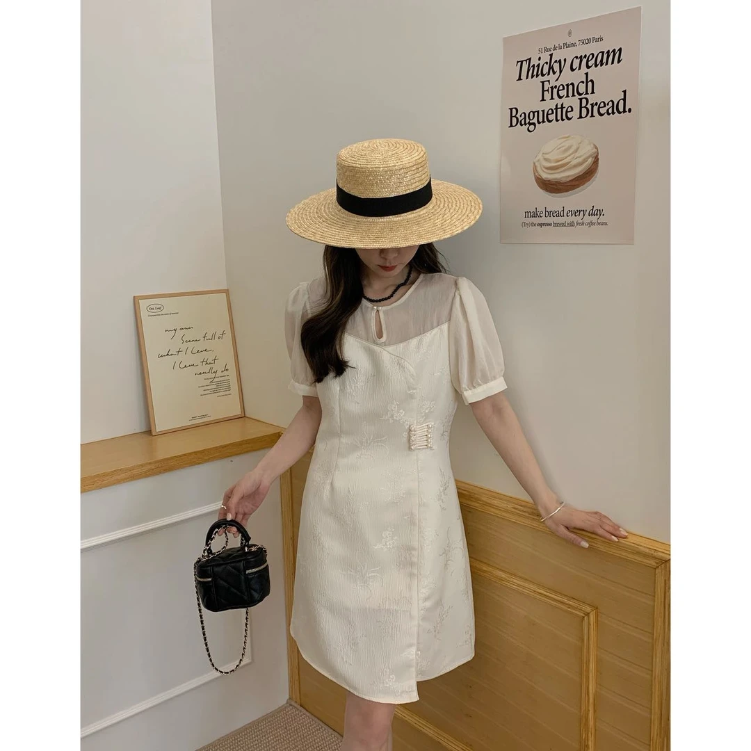 新中式国风女2025夏季新款小个子复古气质短款连衣裙8299#0.12