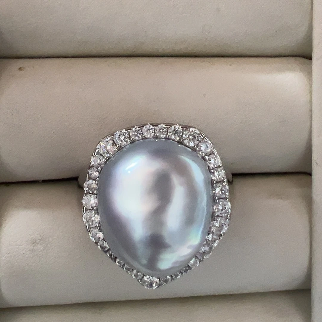 海水珍珠戒指银S925镶嵌M****g