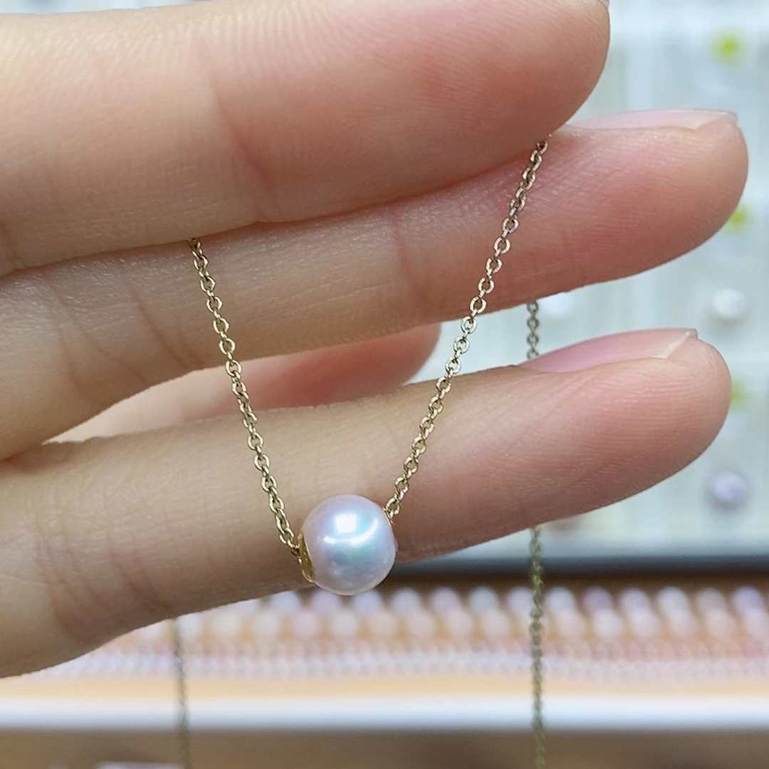 淡水珍珠18K金镶嵌颈饰