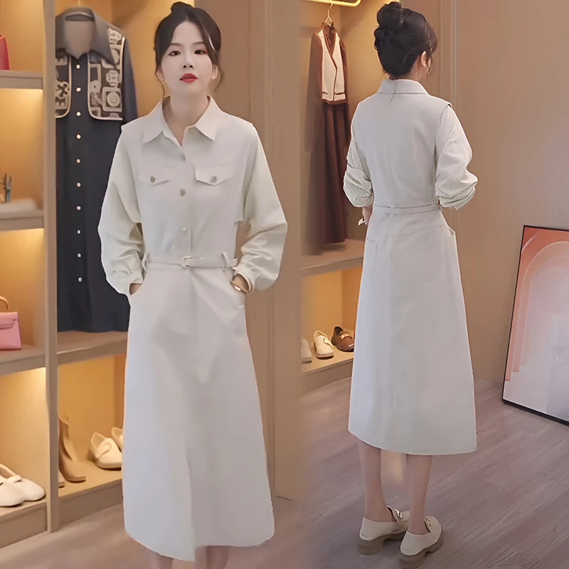 polo领衬衫连衣裙女春秋2026今年流行时尚高级收腰显瘦长袖裙子潮