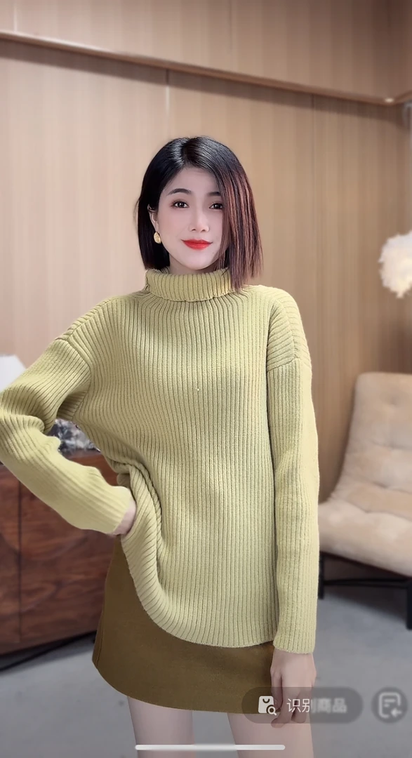 半高领长袖内搭针织打底衫女秋冬慵懒毛衣 00955