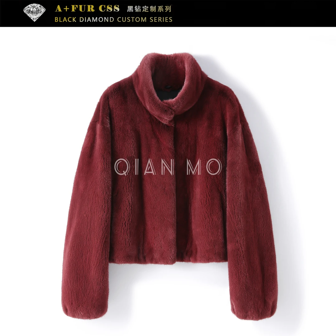 【勃艮第】立领水貂毛皮草女装短款 进口皇冠短二貂皮大衣5115470