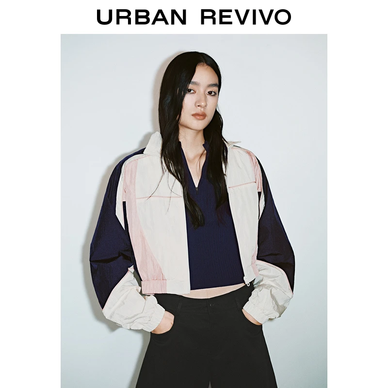 UR2025春季新款女装欧若风休闲运动拼接字母刺绣外套UYV150014