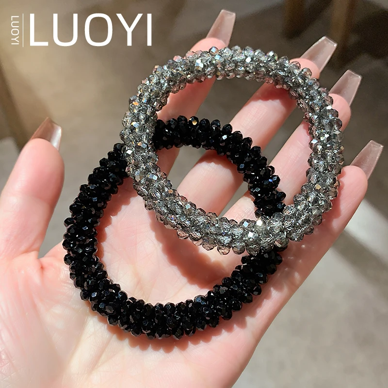 轻奢小米珠水晶发圈两用款头绳女高端网红扎丸子头高弹力皮筋新款