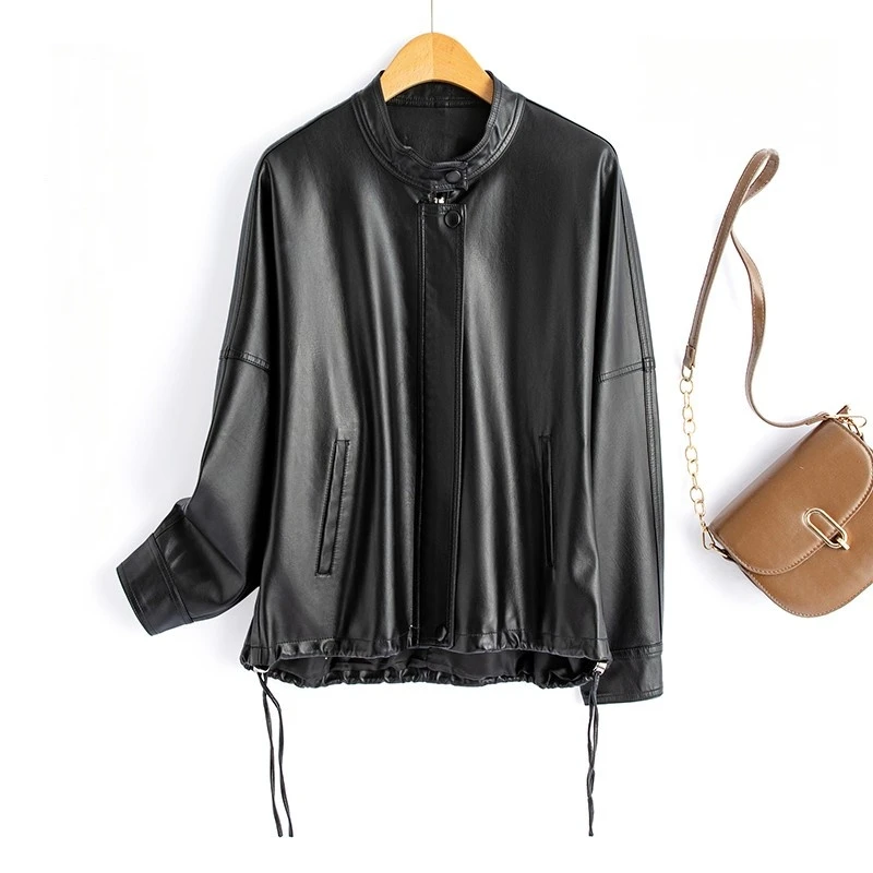 海宁纯皮绵羊皮2025新款短款春秋休闲百搭宽松秋冬立领