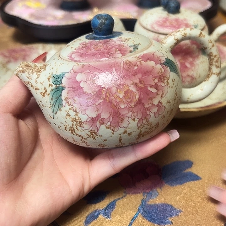 火石红国色牡丹盛世系列茶器