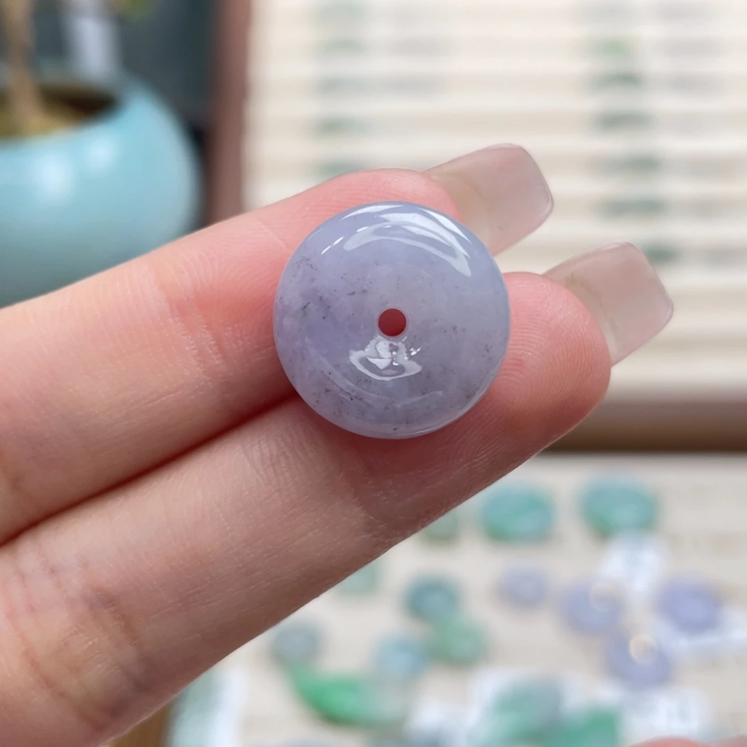 翡翠未镶嵌吊坠(不含链)a06冰紫乌鸡飘花平安扣