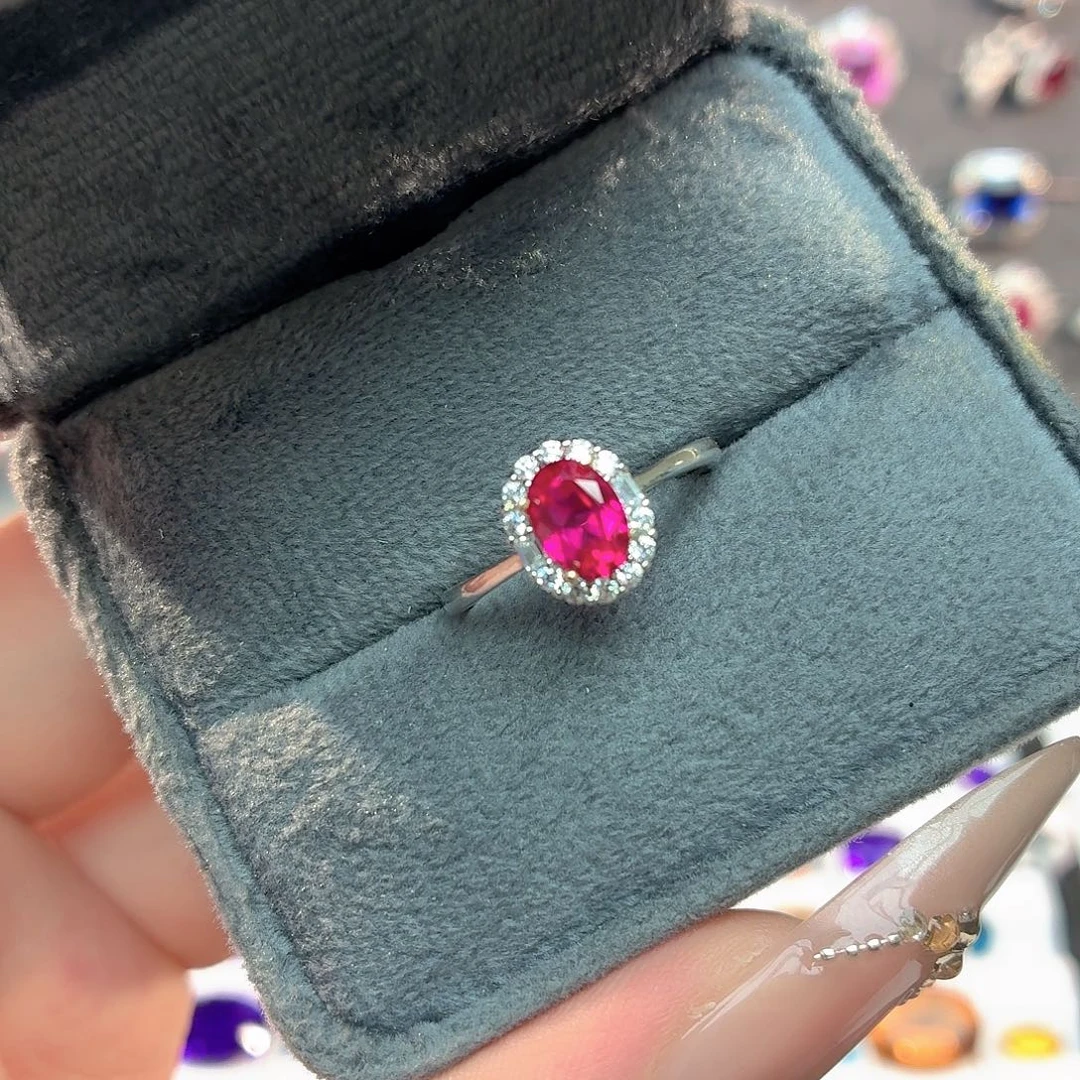 925银培育卢比莱色宝石